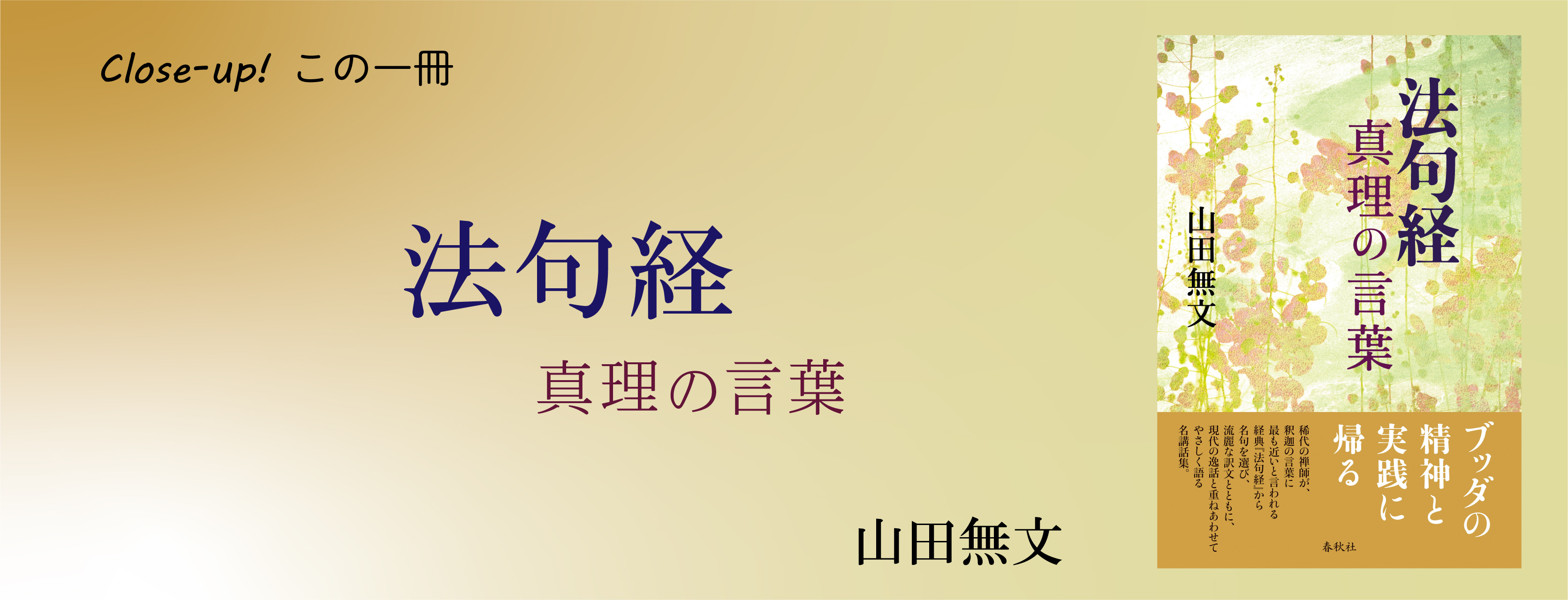 ダンマパダ』のブッダの精神と現代が交差する、禅師の名講話集／山田無